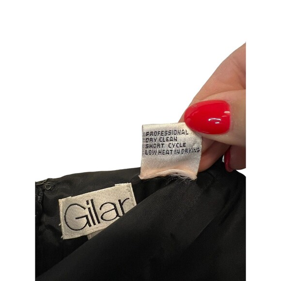 Vintage Y2K Gilar Black 100% Silk Beaded Ruffle Tiered Dress Beaded Size 4 - Picture 15 of 16